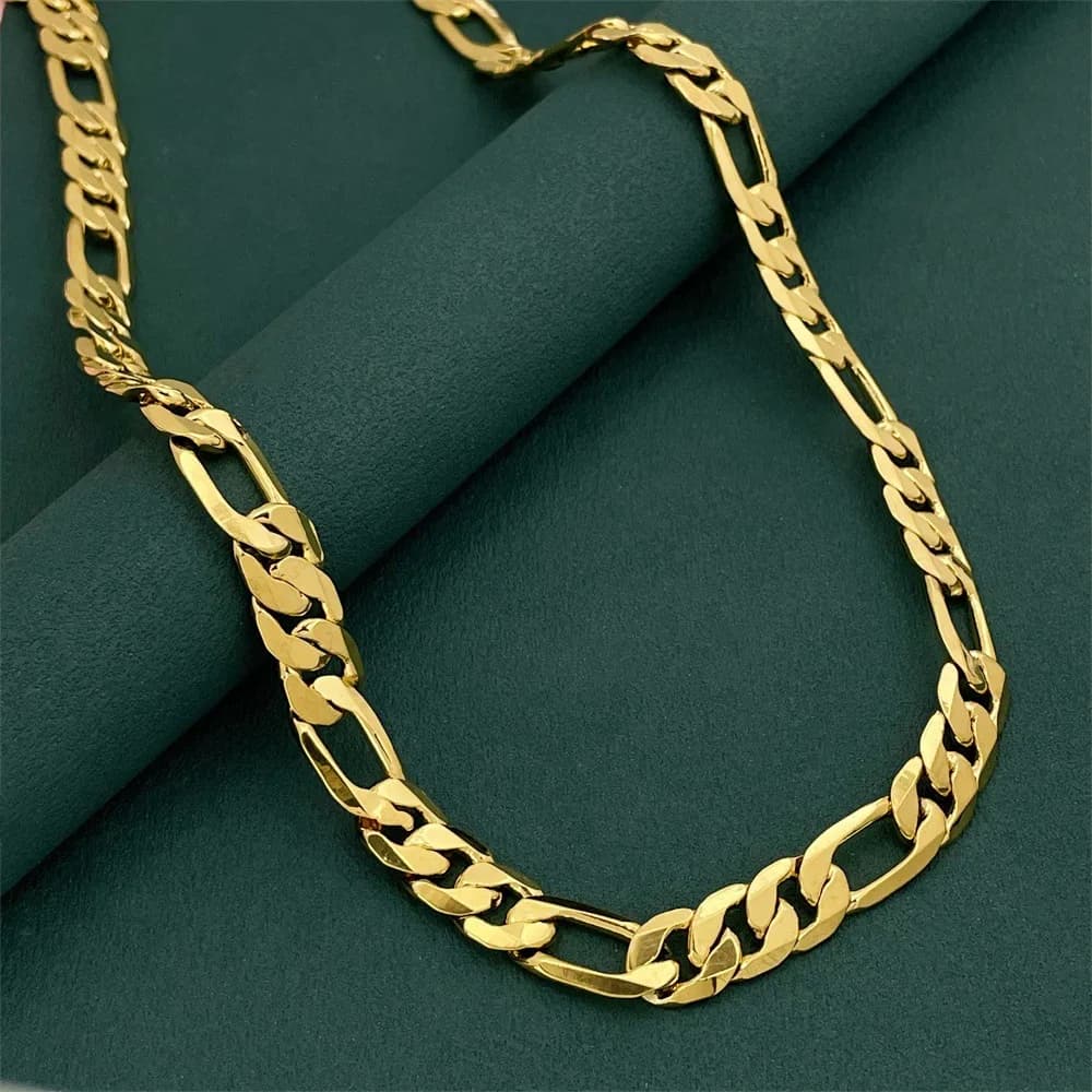 Collana geometrica di lusso in oro 18 carati, vero oro, 10 mm, per uomo e donna