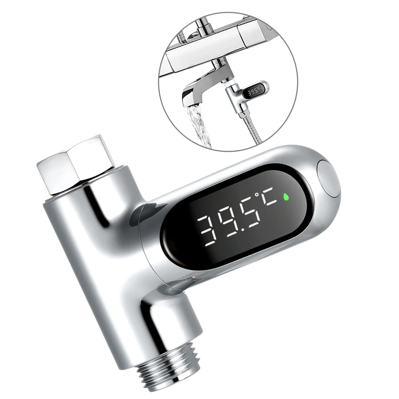 Display Digitale LED per Temperatura Doccia 0-100 ℃ Termometro per Acqua da Bagno Celsius Fahrenheit 360 ° Schermo Rotante