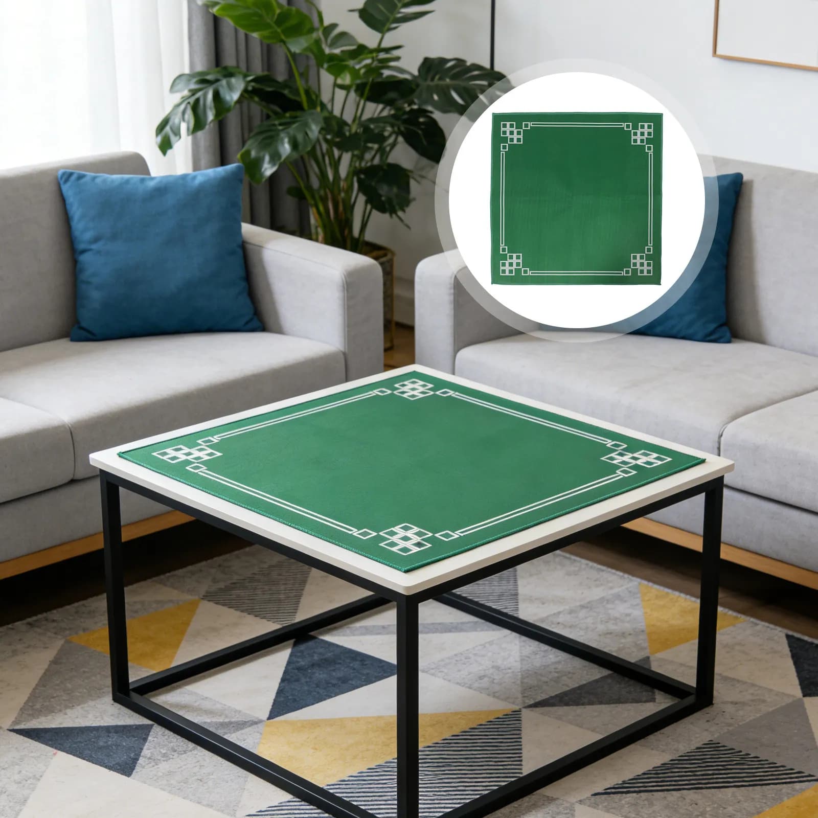 Tappetino antiscivolo per mahjong, copertura per tavolo quadrata spessa e resistente all'usura, con riduzione del rumore, da 70 cm/27,5 pollici, per giochi di carte e giochi da tavolo