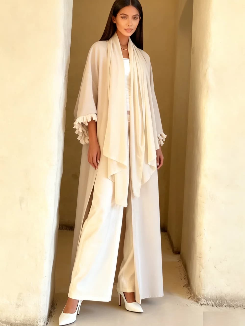 Dubai Abbaya per le donne Abito musulmano Abaya aperto Kimono con frange Cardigan Caftano Marocain Femme Robe Dubai Abayo Abbigliamento islamico
