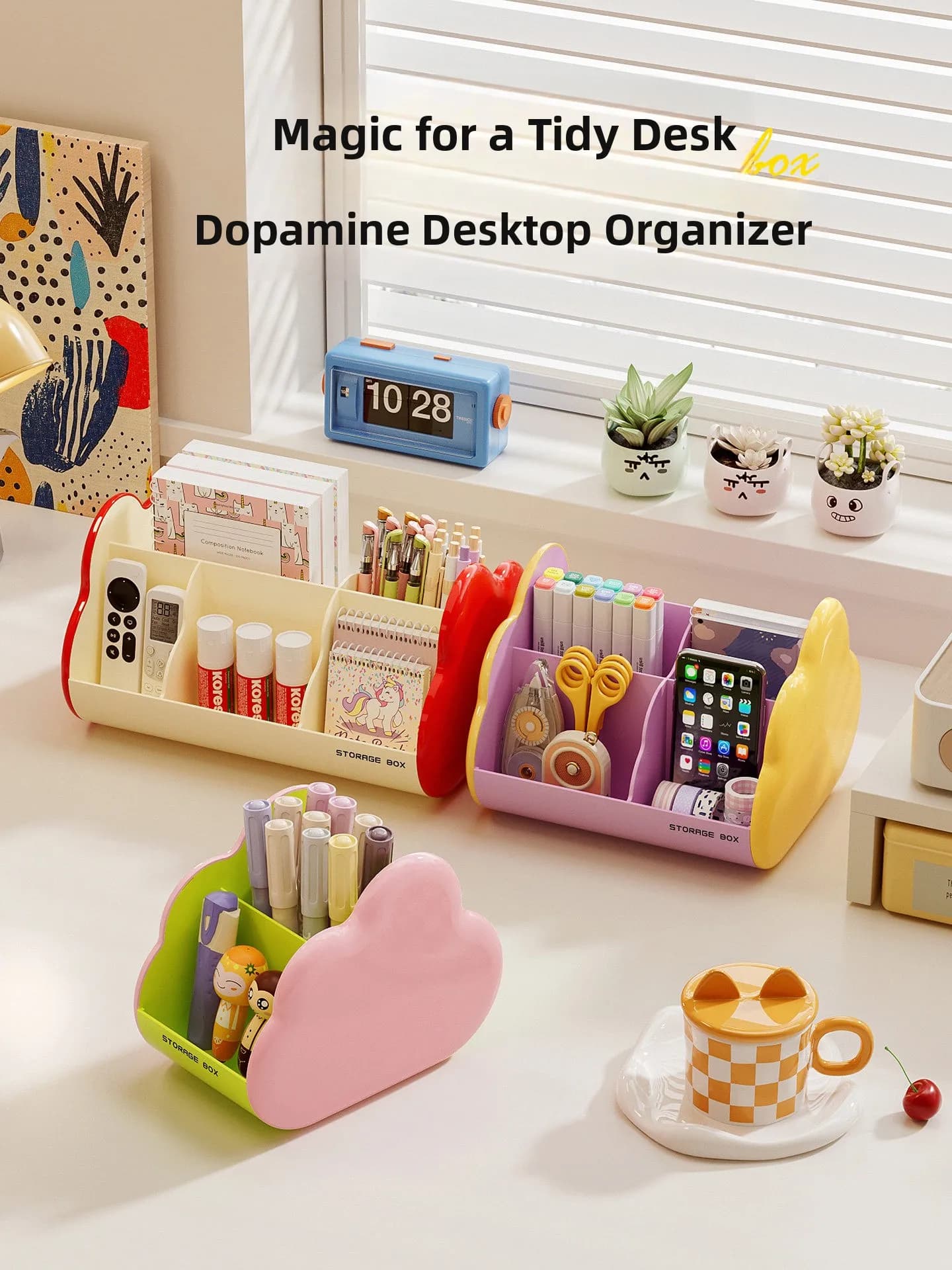 Dopamine Desk Organizer, Office Storage Box, Various Object Rack, Cosmetic Container, Library, Box