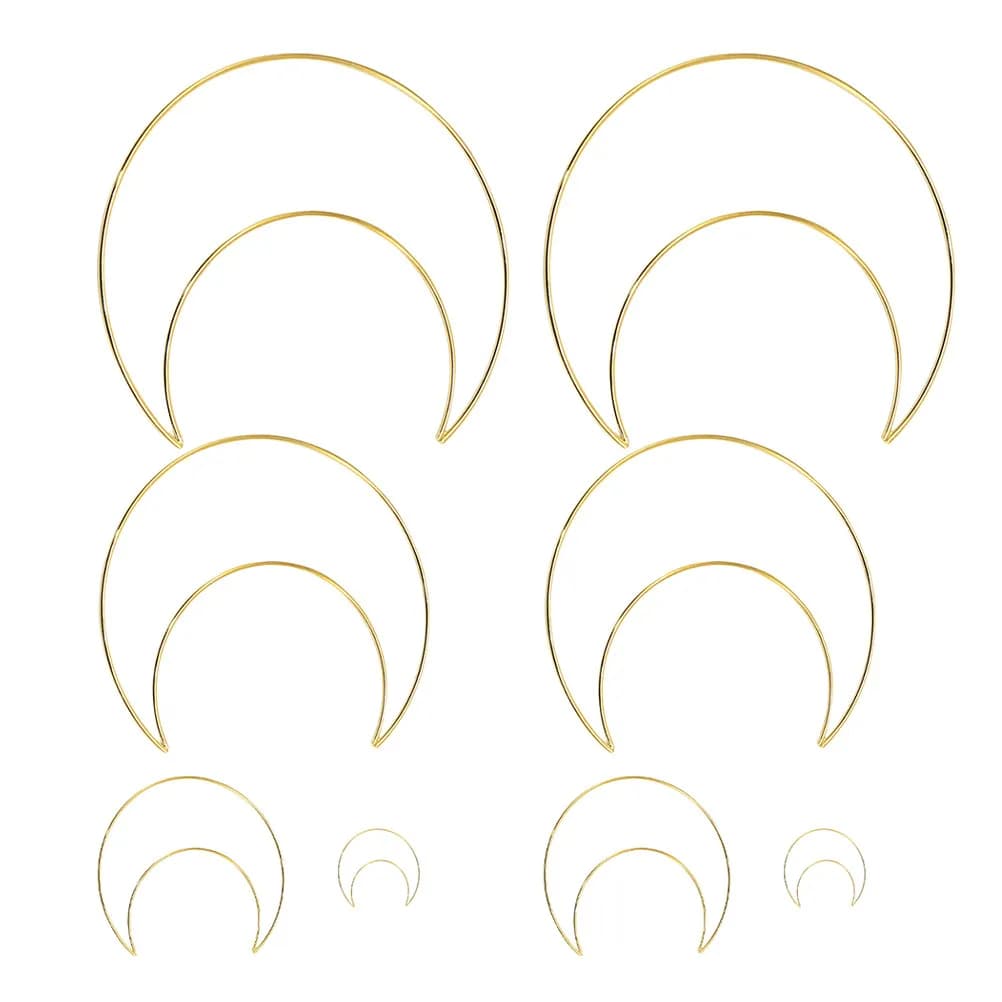 8Pcs Moon Shaped Metal Dreamcatcher Hoops Iron Rings for DIY Crafts Macrame Wall Decor Wreath Frames Catcher Accessories Decor