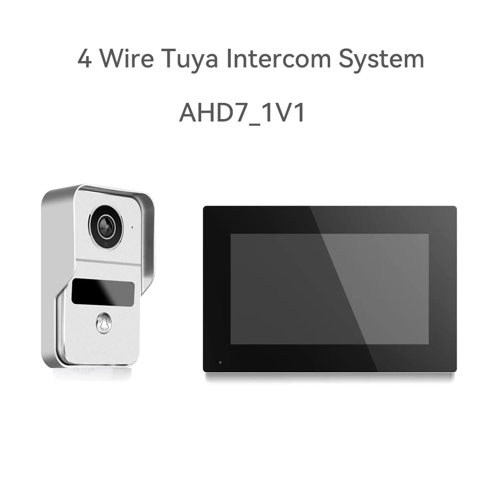 Videocitofono Tuya APP con Schermo IPS da 7 Pollici, 2MP 1080P, AHD Cablato/WIFI, Messaggi di Messaggistica, Angolo di Visione 140 Gradi
