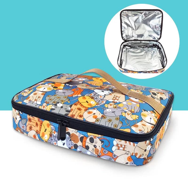 Borse per il pranzo in tela per bambini borsa per il pranzo più fresca per bambini con isolamento termico a strisce di tela funzionale portatile