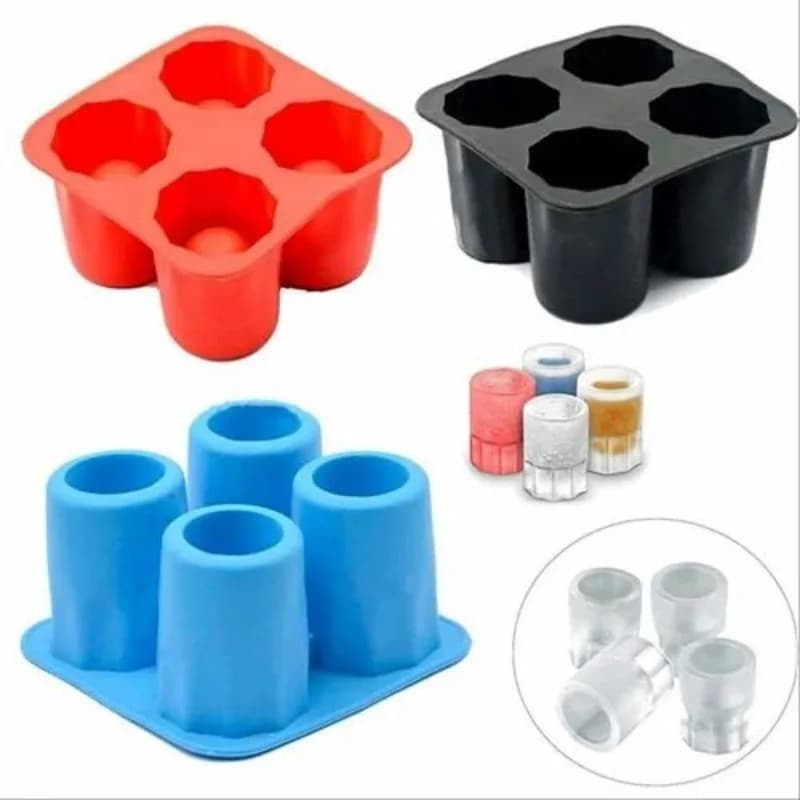 Vassoi per cubetti di ghiaccio Design a 4 fori riutilizzabili per whisky e cocktail Ghiaccio Stampo per ghiaccio fai-da-te Accessorio ideale per bar adatto per dessert