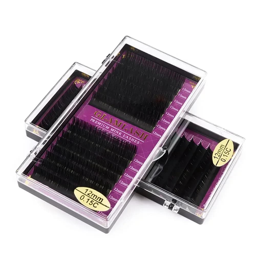 GLAMLASH Wholesale 16 BCCCD Curl Natural Visone Extension Singles Premium Individual False Eyelash Fins
