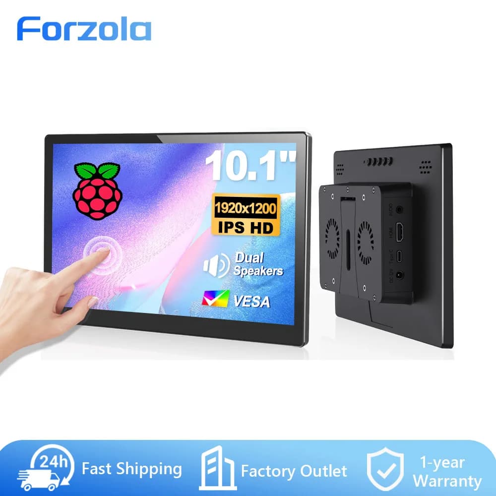 FORZOLA 8" 10.1" Raspberry Pi Touch Screen Portable Monitor 1920x1200 HD IPS LCD Industrial Display VESA for Raspberry Pi 5 4 3