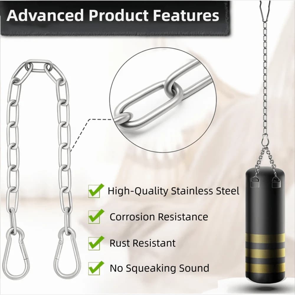 Stainless Steel 30 Inch Boxing Sack Chain with 2 Mosques Hook for Hammock swing for heavy silver chain porch