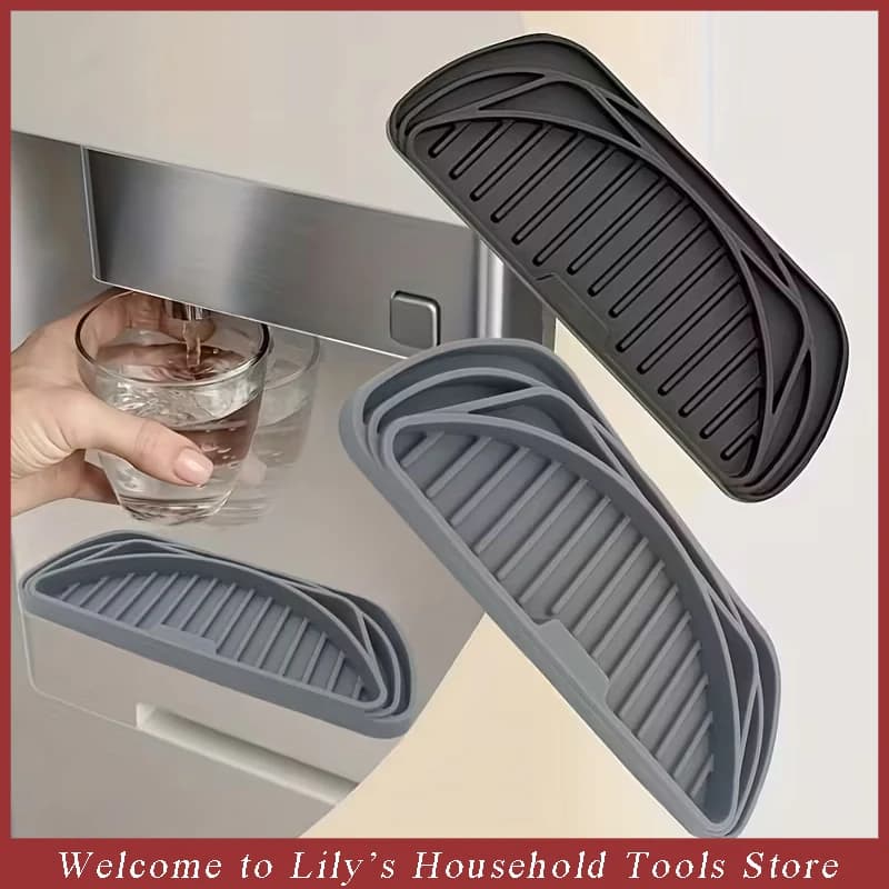 Silicone Refrigerator Drip Catcher Tray Water Dispenser Drip Tray Ice Protector Pan with Raised Ridge Fridge Spill Prevention
