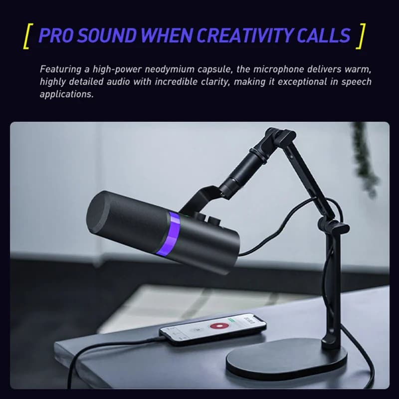 Play Microphone PHILE-RGB Dynamic Microphone USB/XLR with Noise Cancellation Microphone dual mode Microphone podcast Durable U-friendly