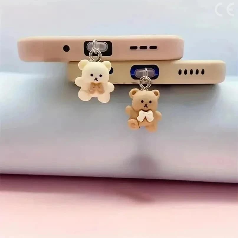 Cute Little Bear Phone Dust Plug Pendant for iPhone Samsung Xiaomi Type-C/iOS /Micro USB Interface Cell Dust Plug Accessories