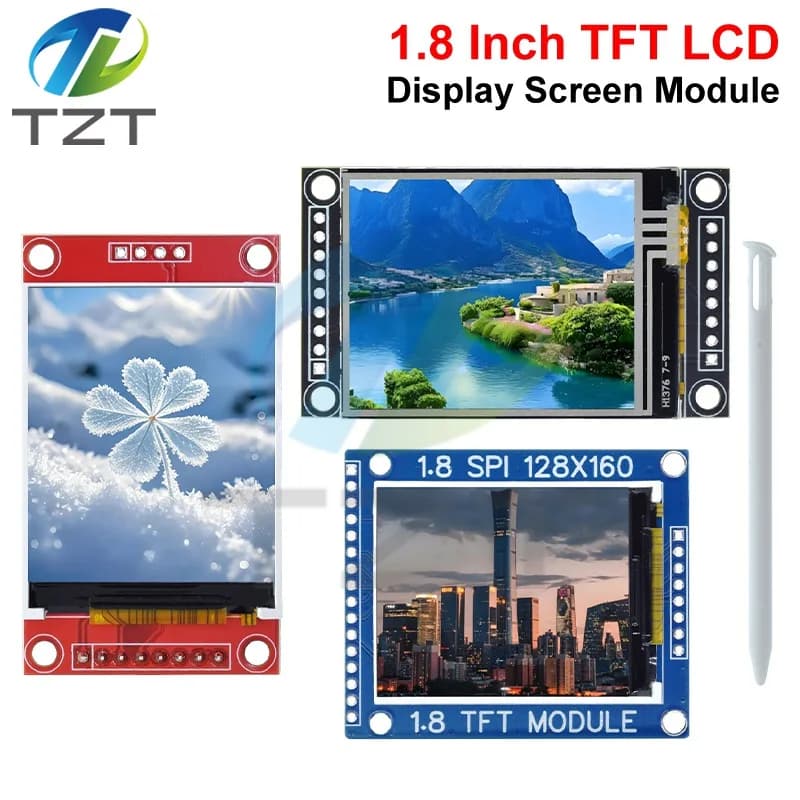 Modulo Display LCD TFT Seriale SPI da 1.8 Pollici con Adattatore PCB IC 128x160 Matrice di Punti 3.3V 5V Interfaccia IO Compatibile LCD1602 per Arduino