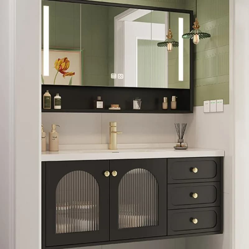 Factory Direct 2026 French light luxury bathroom cabinet combination ceramic integrated bathroom modern simple washstand oak pai