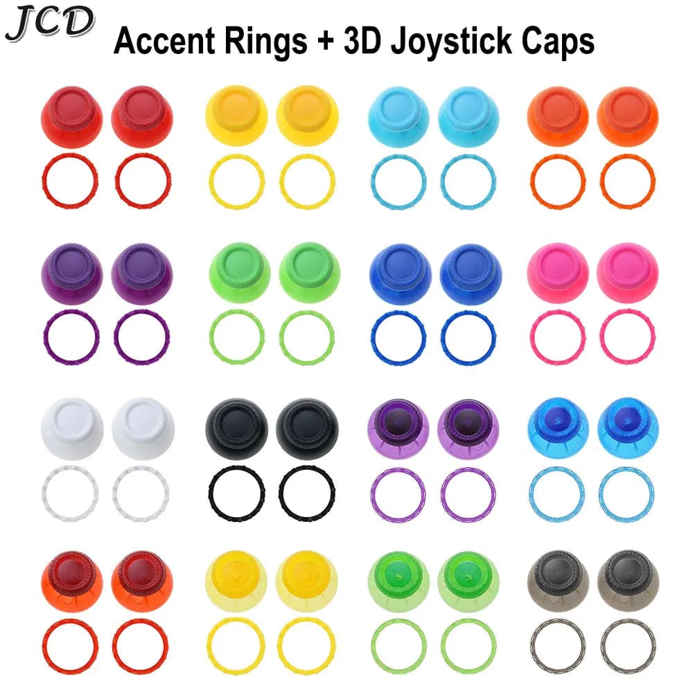 JCD 1set Per Controller PS5 Accento Analogico Thumbstick Anelli Con 3D Analogico Thumb Stick Joystick Caps Grip Accessori di Gioco