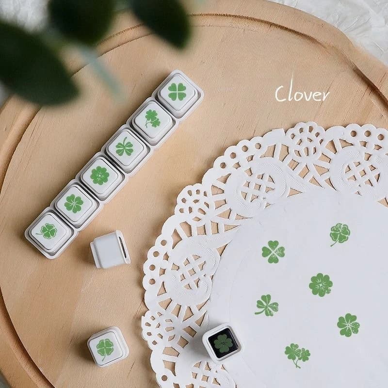 6 in 1 Leaves Cherry Blossom Clover Maple Snowflake Stamp Set Creative DIY Journal Supplies for Student Nature Scrapbook Decor