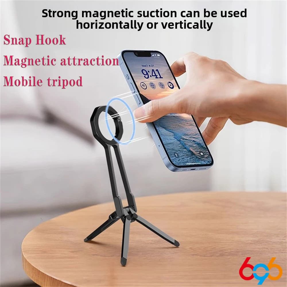 Snap Hook Magnetic Phone Holder Tripod Stand Portable Foldable Bracket Pocket Cell Phone Stand Supports Tablet/phones Non-slip