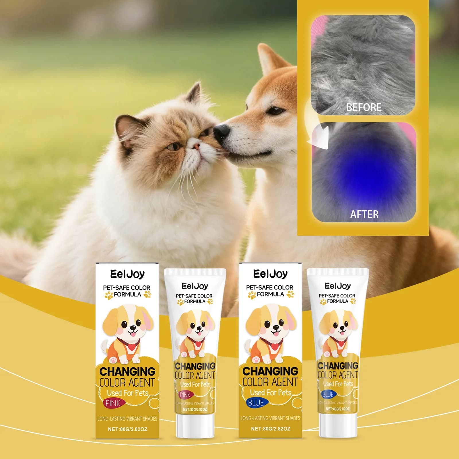 Profession Pet Hair Dye Cream Long-Lasting Fade-Resistant Dog Fur Coloring Nourishing Soft Smooth Mild Pet Grooming Styling Dye