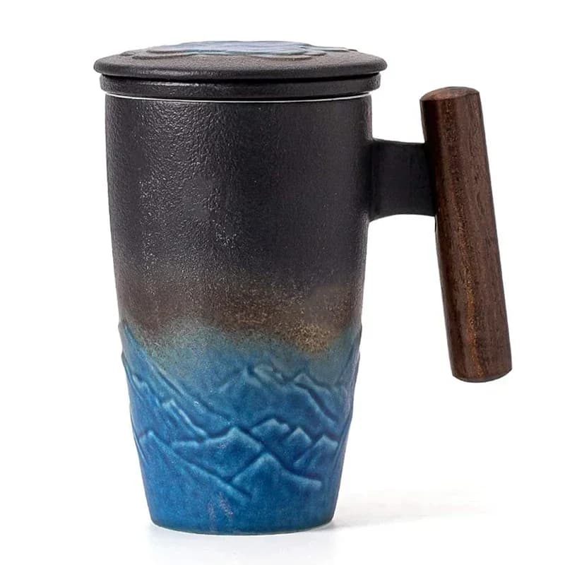 Luxury Ceramic Bubble Tea Cup Vintage Large Thermal Coffee Mug Breakfast Cups Beer Tableware Wooden Handle Personalized Gifts