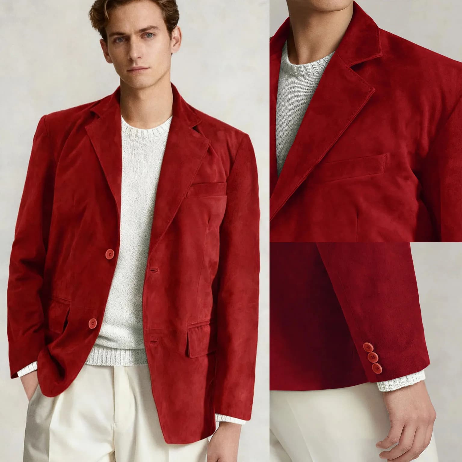 Giacca da uomo Moda Pelle scamosciata Tinta unita Abbigliamento uomo Lavoro formale Tempo libero Slim Fit Abito da sposa Blazer Sport Cappotto maschile
