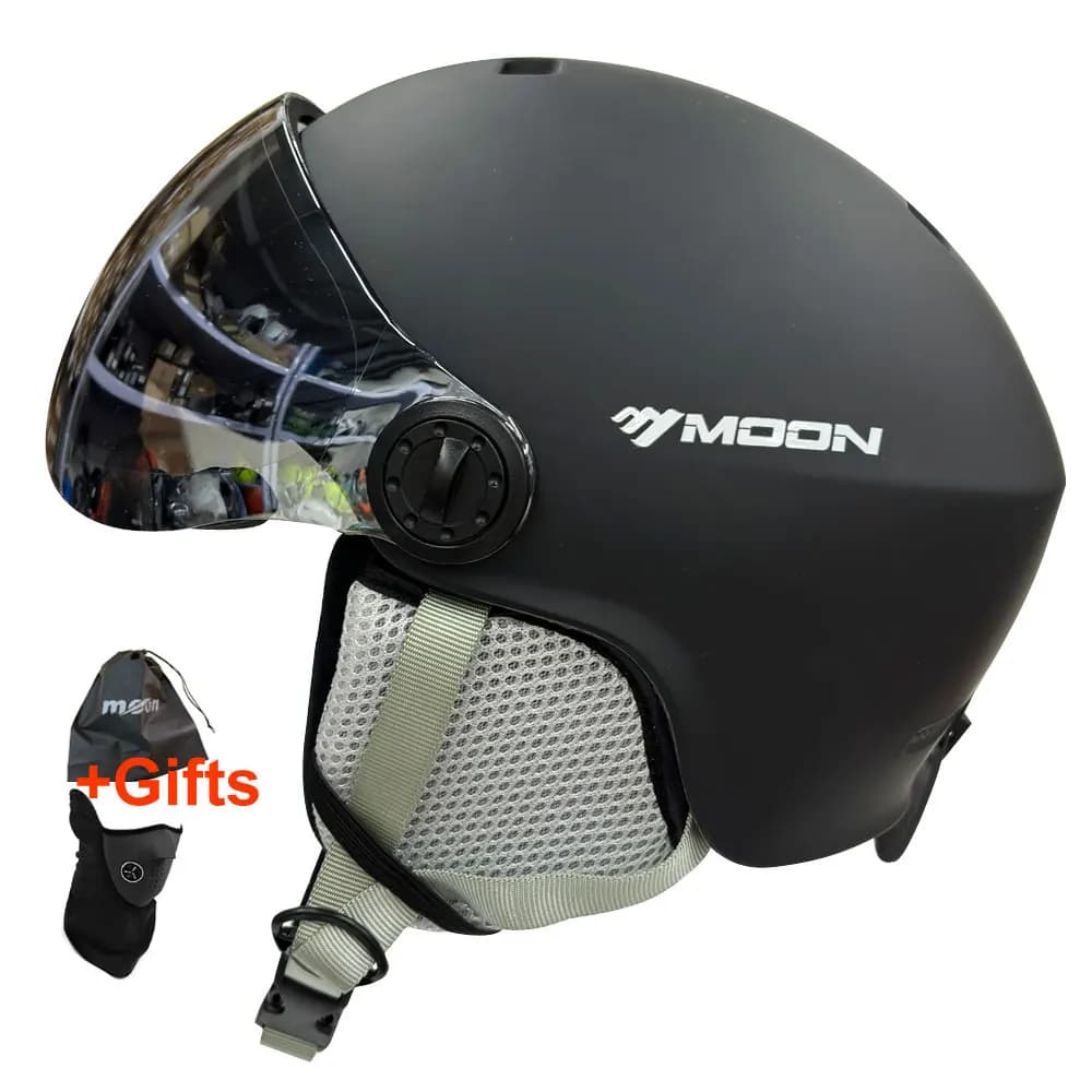 MOON Casco da sci Occhiali PC + EPS Casco da sci di alta qualità per sport all'aria aperta Casco da skateboard Attrezzatura da sci per uomini adulti Donne