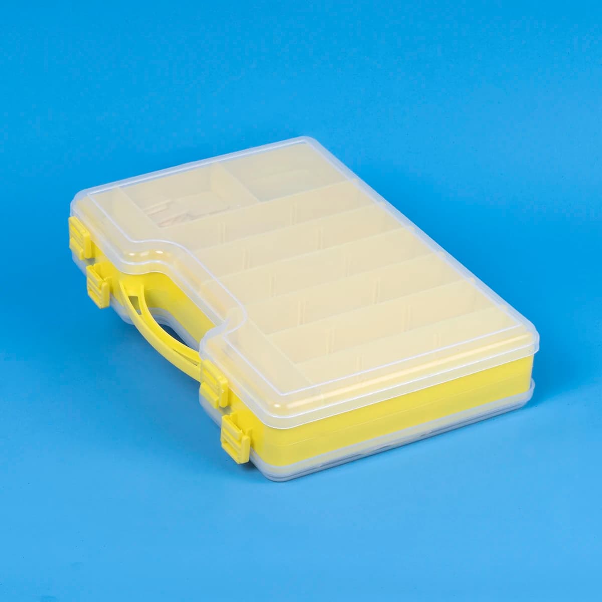 Scatole per Attrezzatura da Pesca Baffle, Contenitore per Esche a Doppio Strato, Portatile, Multi-Scomparto, Grande Valigetta per Attrezzi