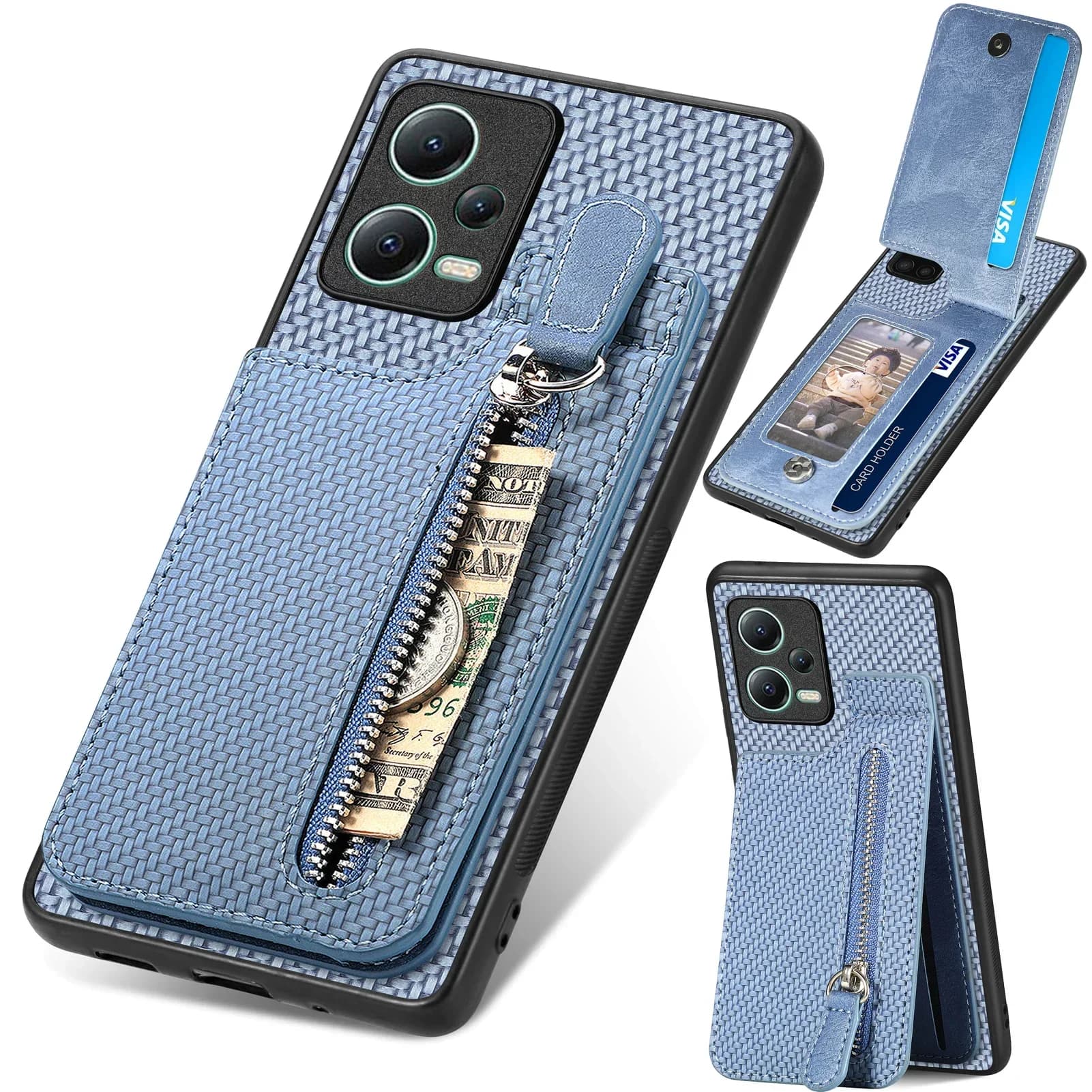 Portafoglio con cerniera Carte verticali Solt Custodia per XiaoMi Redmi Note 13 Pro Plus 12 10s 10 4G 13T POCO X3 NFC X6 X5 13C Custodia per borsa