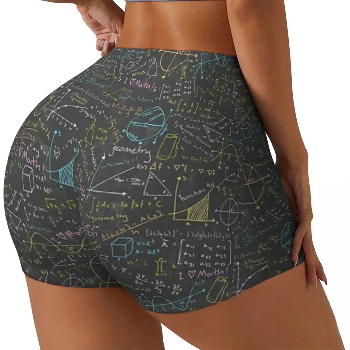 Custom Math Lessons Women Gym Workout Running Shorts Athletic Volleyball Biker Yoga Shorts