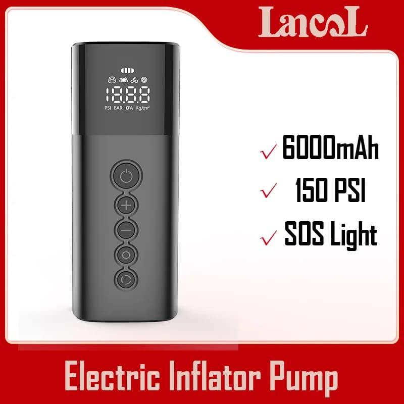 HZ015A Pompa di Gonfiaggio Elettrica 6000mAh Pompa di Aria Portatile Compressore D'aria Senza Fili Rilevamento della Pressione Dei Pneumatici Per Auto Bici Pneumatici Palle