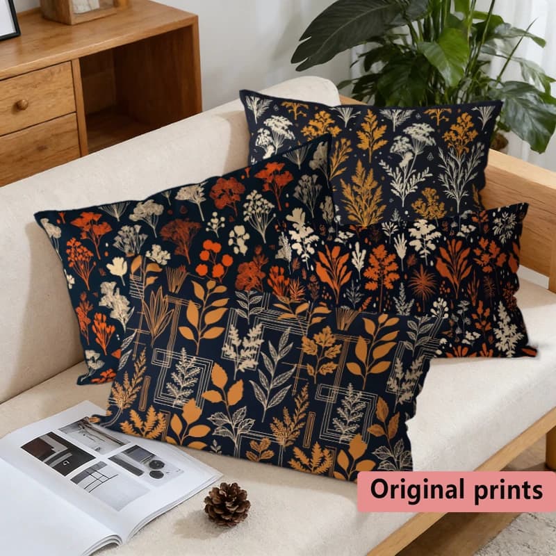 Boho Fall Floral Pillow Covers Suitable For Sofa Bedroom Car Pillow Cover Cushion Rectangular Back Cushion