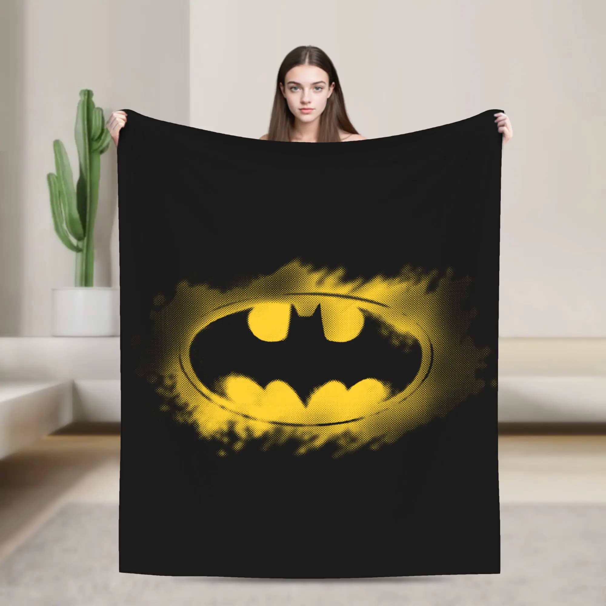 Batmans Symbol Logo Blanket Wool Funny Breathable Throw Blanket for Chair Covering Sofa Summer,