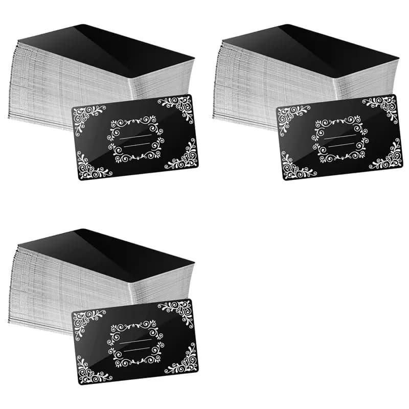 【HAPPY】300 Pezzi di Fogli di Alluminio per Incisione Laser, Biglietti da Visita Personalizzabili, Carte Regalo Fai-da-Te, Nero Lucido