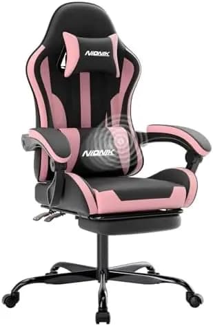 Gaming Chair, Ergonomic Computer Chair with Footrest and Lumbar Support, Height Adjustable Game Chair with 360°-Swivel