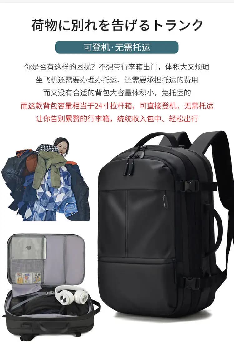 Travel Men 17 Inch Laptop Backpack Vacuum Compression Backpack Business Large Capacity School Backpack Expand Outdoor Backpack