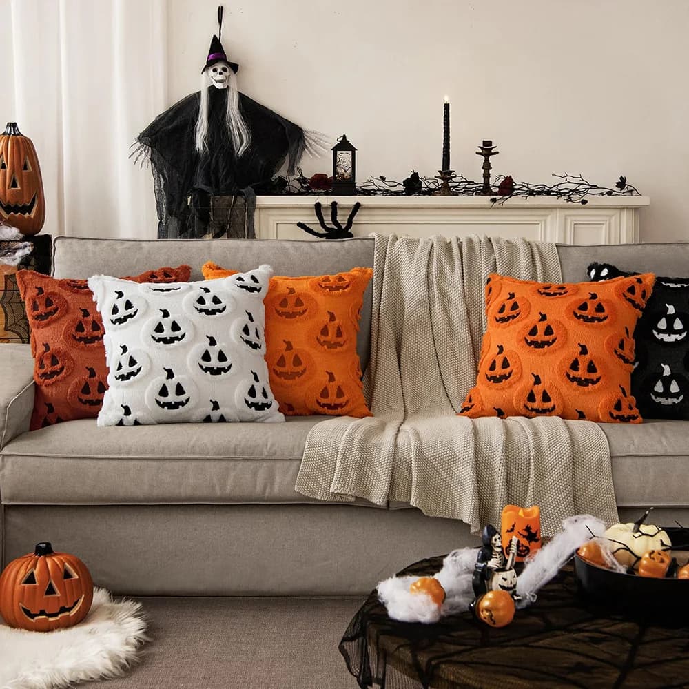1PC Halloween Pillow Covers Autumn Thanksgiving Harvest Decorative Cushion Covers for Couch Sofa Bed Porch Living Room