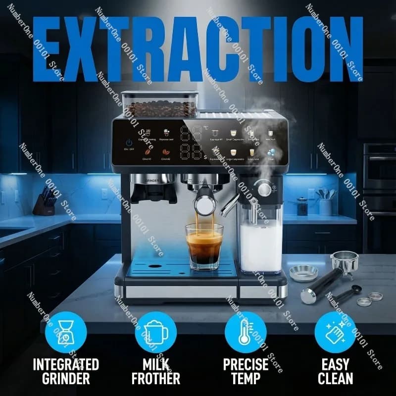 Espresso Machine with Built-in Grinder | Automatic, High Pressure Steam for Rich Coffee