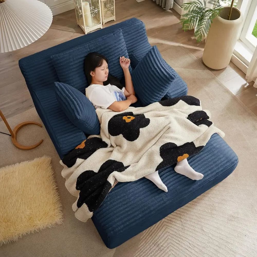 66" Corduroy Chaise Lounge, Deep Seat Soa or Home Oice | No Assembly Required, High-Density oam and Pillows Create Deep Comort o
