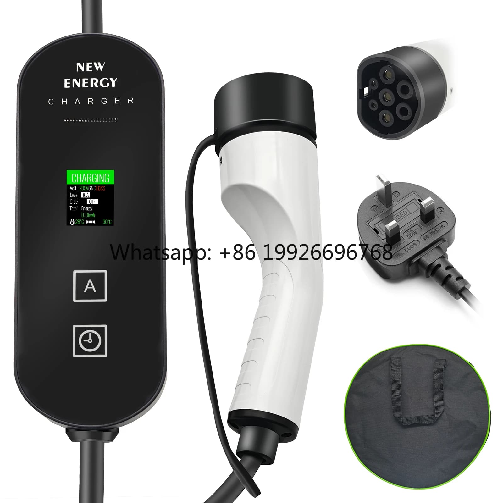 Nuovo Caricatore EV Tipo 2 da 3,5KW 220V 16A IP65 Portatile per Auto Elettriche con Cavo da 5m/10m
