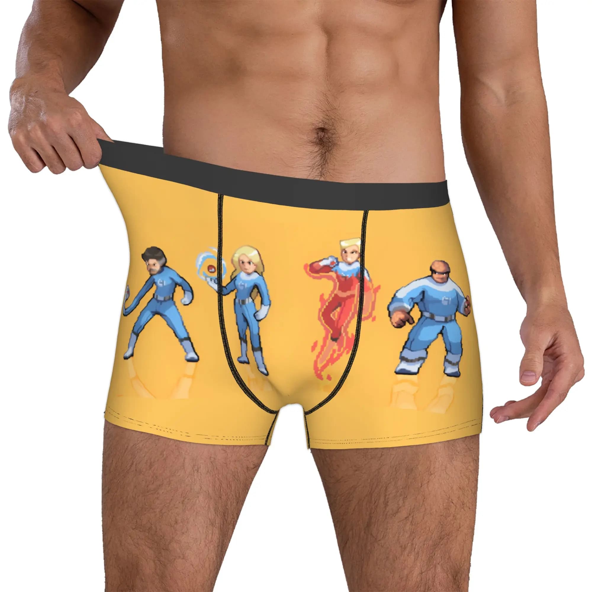 Boxer divertenti personalizzati F-Fantastic Four, mutandine da uomo, slip elasticizzati, biancheria intima