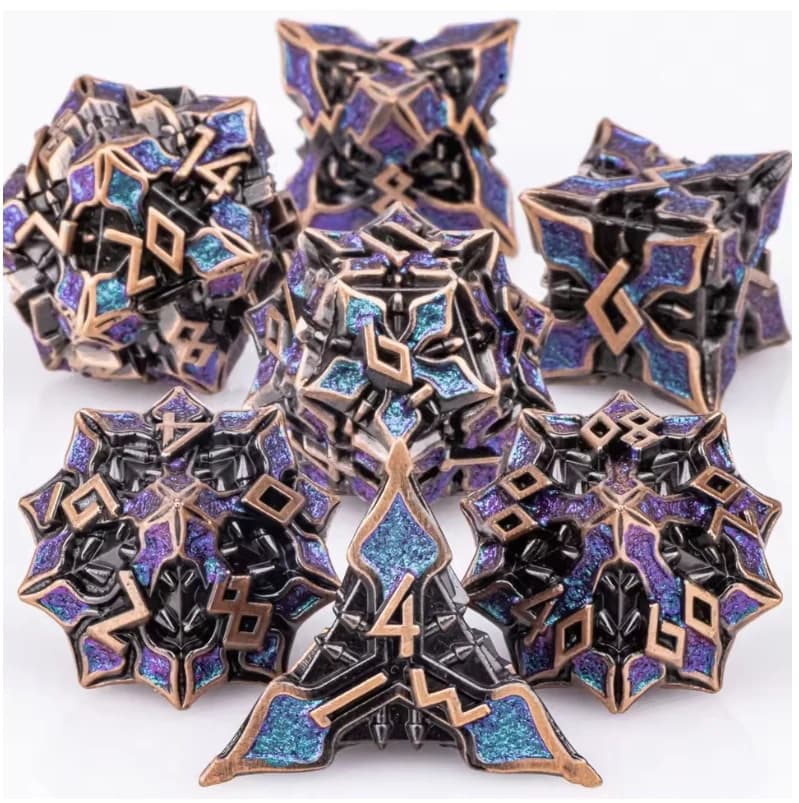 DND Metal Dice 7pcs MTR dice Set DnD Polyhedral Dice For Dungeons and Dragons Dice Role Playing Games D&D Dice Gifts Green Dice