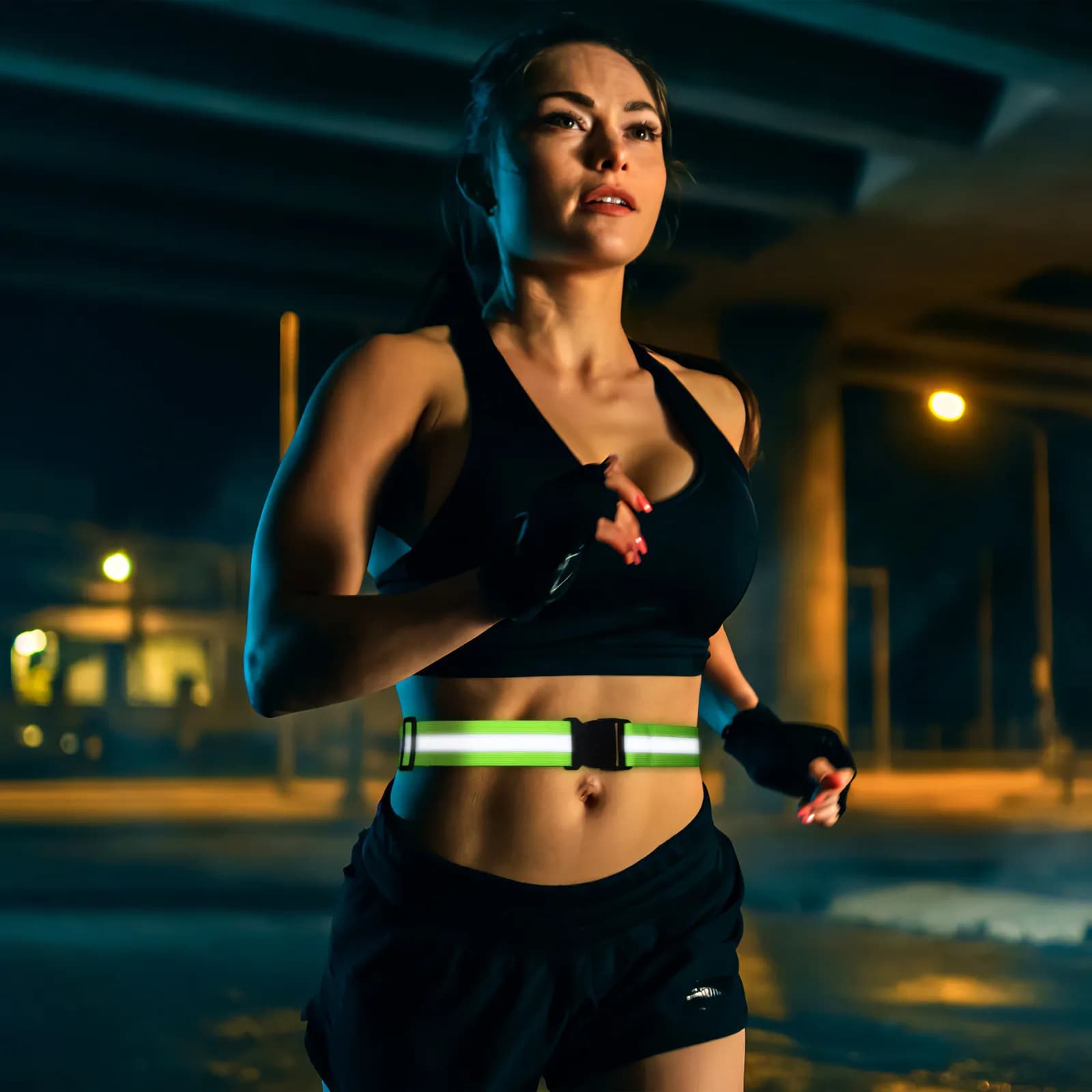 Fluorescent Green Reflective Belt, Elastic and Adjustable, with Reflection Grade, Night Race Safety Equipment and Cycling