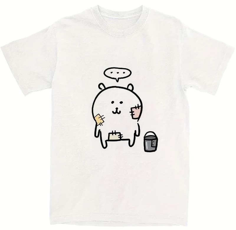 Funny Self-Deprecating Bear T-Shirt for Women - Cute Lazy Bear Design Short Sleeves, Unisex Soft And Breathable Summer Casual