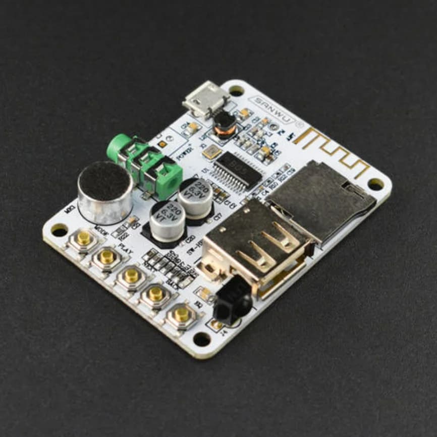 Upgraded Bluetooth Audio Receiver Board with USB/TF Card Playback, Hi-Fi Sound, Mic for Calls, IR Remote - DIY for Speakers/Car