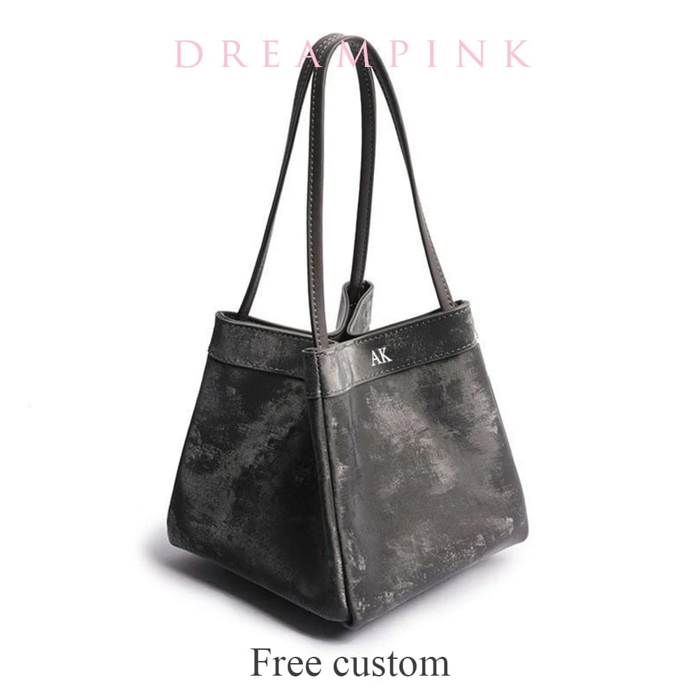 Borsa a secchiello da donna in seta di moda Borsa da festa femminile in pelle scamosciata di lusso con nome personalizzato Borsa a tracolla da donna multipla con manici superiori