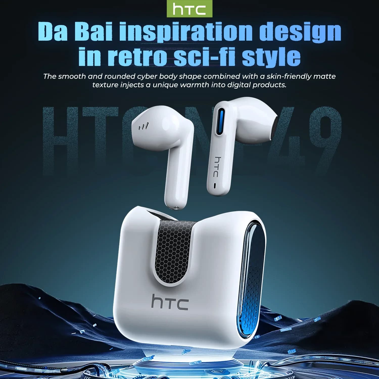 HTC NE49 Bluetooth V6.0 earphones with TWS noise reduction Sports wireless headphones with long-lasting microphone