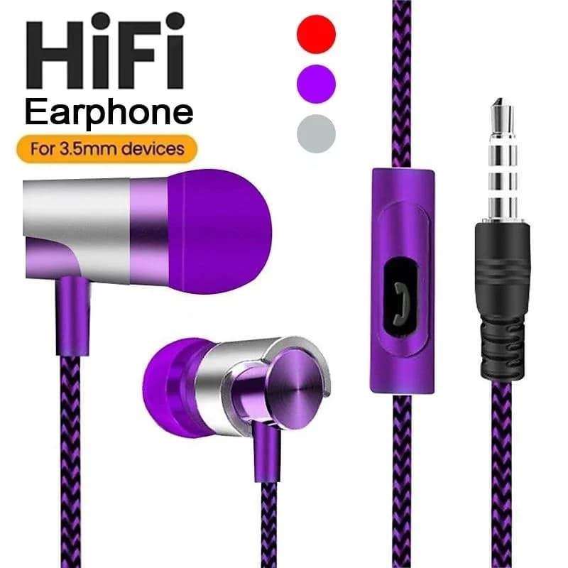 Wired Earphones In-Ear Headset Metal Bass Earbud Design Gym Running Wired Earbuds For Tablet PC Computer MP3 Audio Gear Supplies