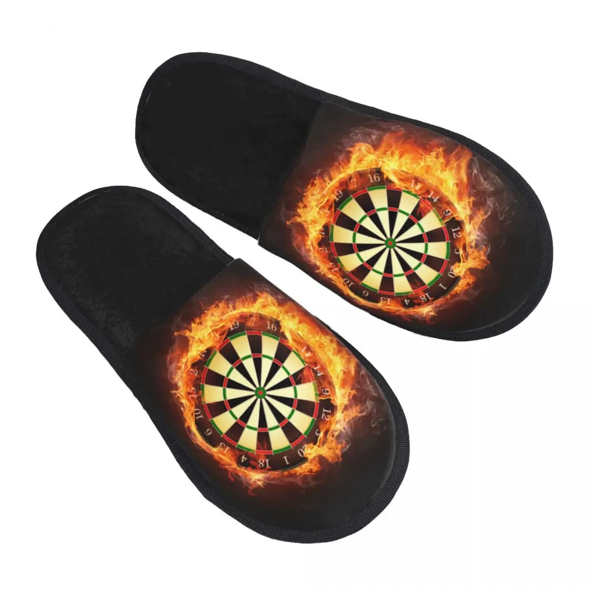 Bersaglio per freccette personalizzato in pantofole da casa di fuoco da donna, accogliente memory foam, freccia, tiro con l'arco, bersaglio, slip on, scarpe da spa