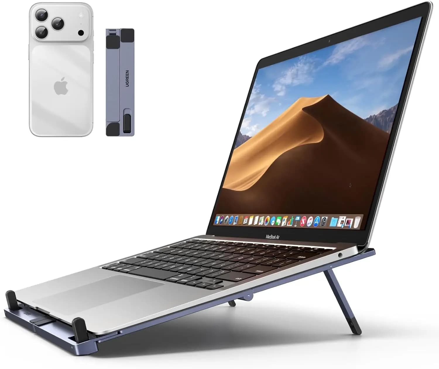 Supporto Pieghevole in Alluminio per Laptop, Supporto Ergonomico Regolabile per Notebook da 10-17 Pollici, Portatile e Ideale per Viaggi