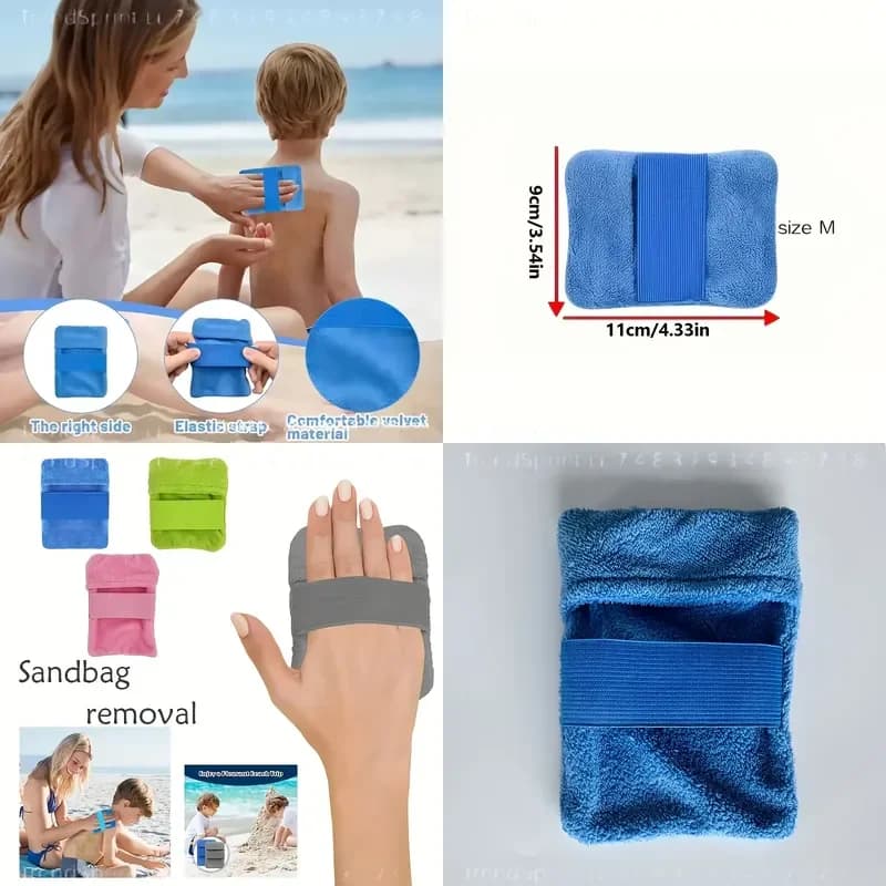 Summer Beach Sand Removal Tool Kit with Sand Bag Gloves and Brush for Outdoor Vacation Cleaning Available in 4 Colors