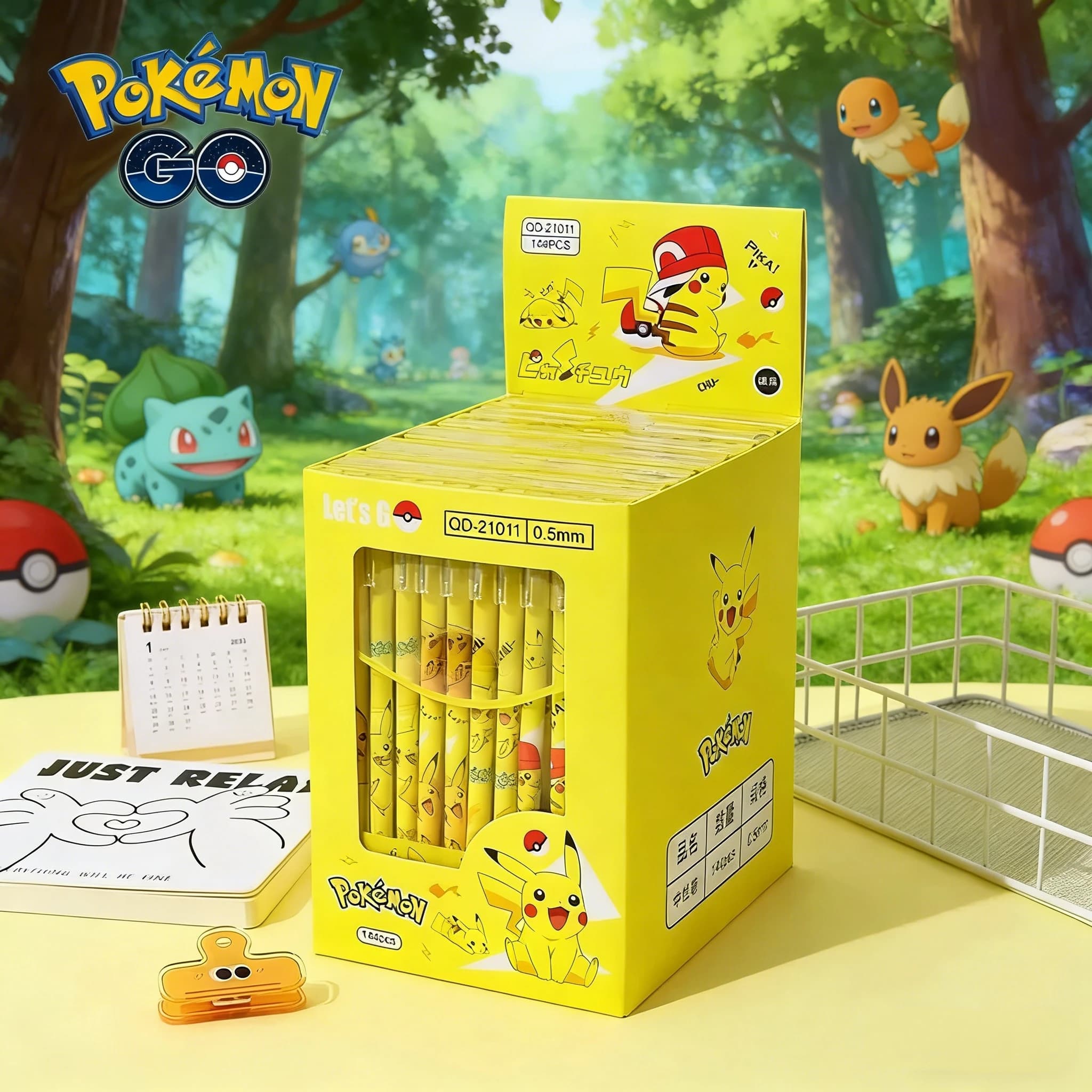 Set di 12 Penne Gel Cancellabili Anime Pokemon Pikachu, 0.5mm, Cancelleria Kawaii per Bambini e Studenti, Regalo di Natale e Compleanno