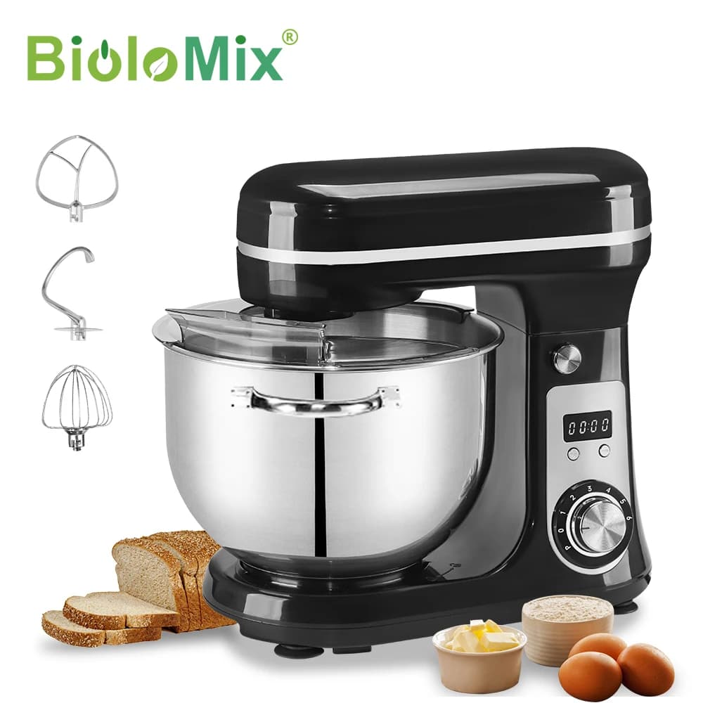 BioloMix Robot da cucina da cucina, frullatore, motore silenzioso, frusta per uova in crema, impastatrice per frusta, 6 velocità, 1200 W, 6 L, CC
